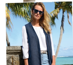Le long gilet en maille 100% coton (91056277)