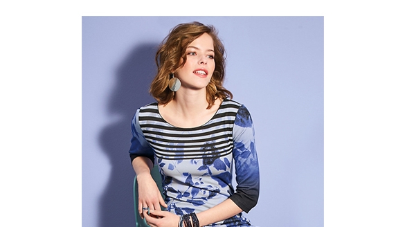 La robe imprimée en jersey, manches 3/4 (14305788)