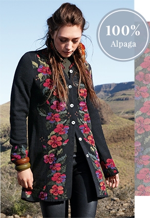 Le manteau long en pur alpaga avec broderies (82159888)